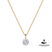 24K Gold Solitaire Necklace
