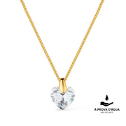 24K Gold Crystal Heart Necklace