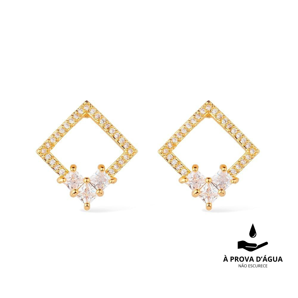 Zirconia Cube Stud Earrings