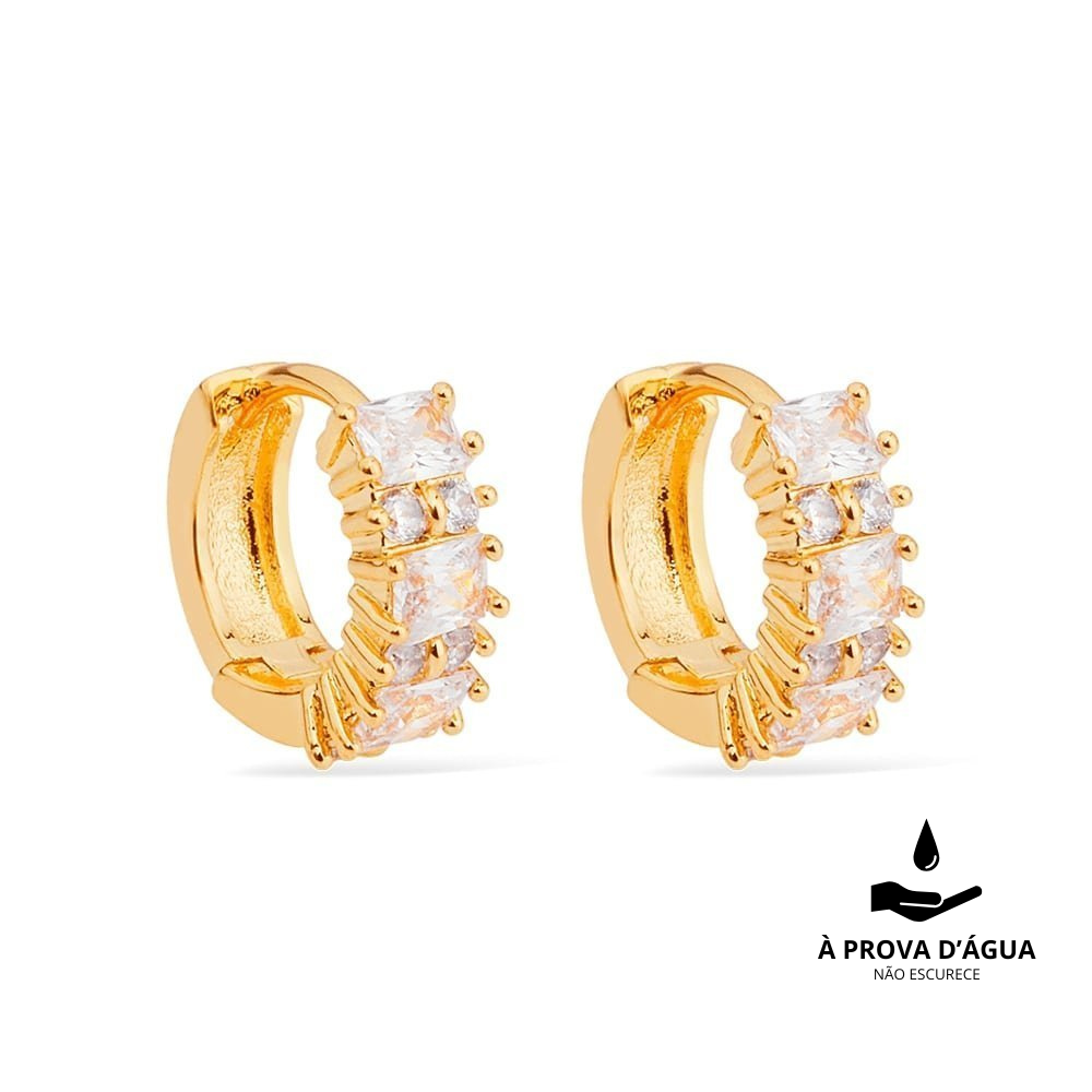 Ayla 24K Gold Huggie Earrings with 7 Stones
