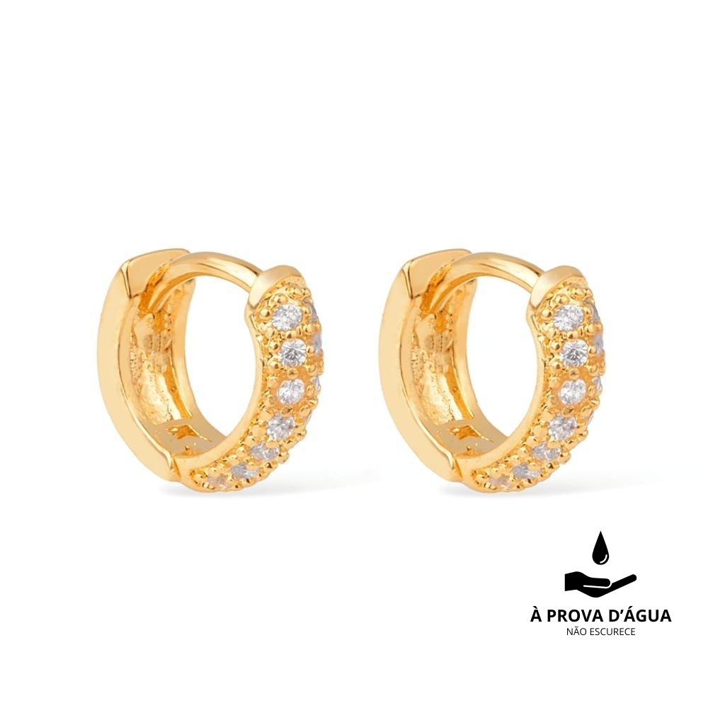 24K Gold Huggie Earrings with 14 Stones