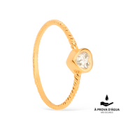 Gold Heart Solitaire Zirconia Ring
