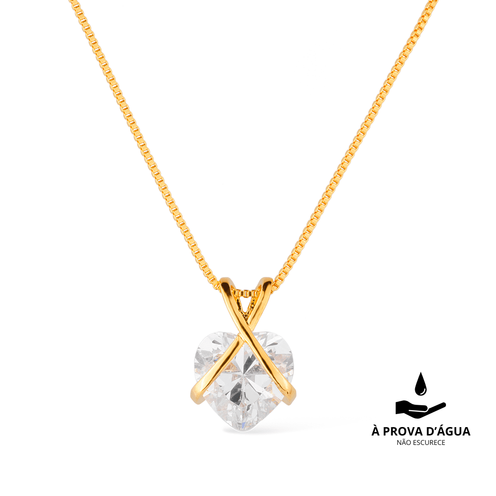 Gold Zirconia Heart Necklace