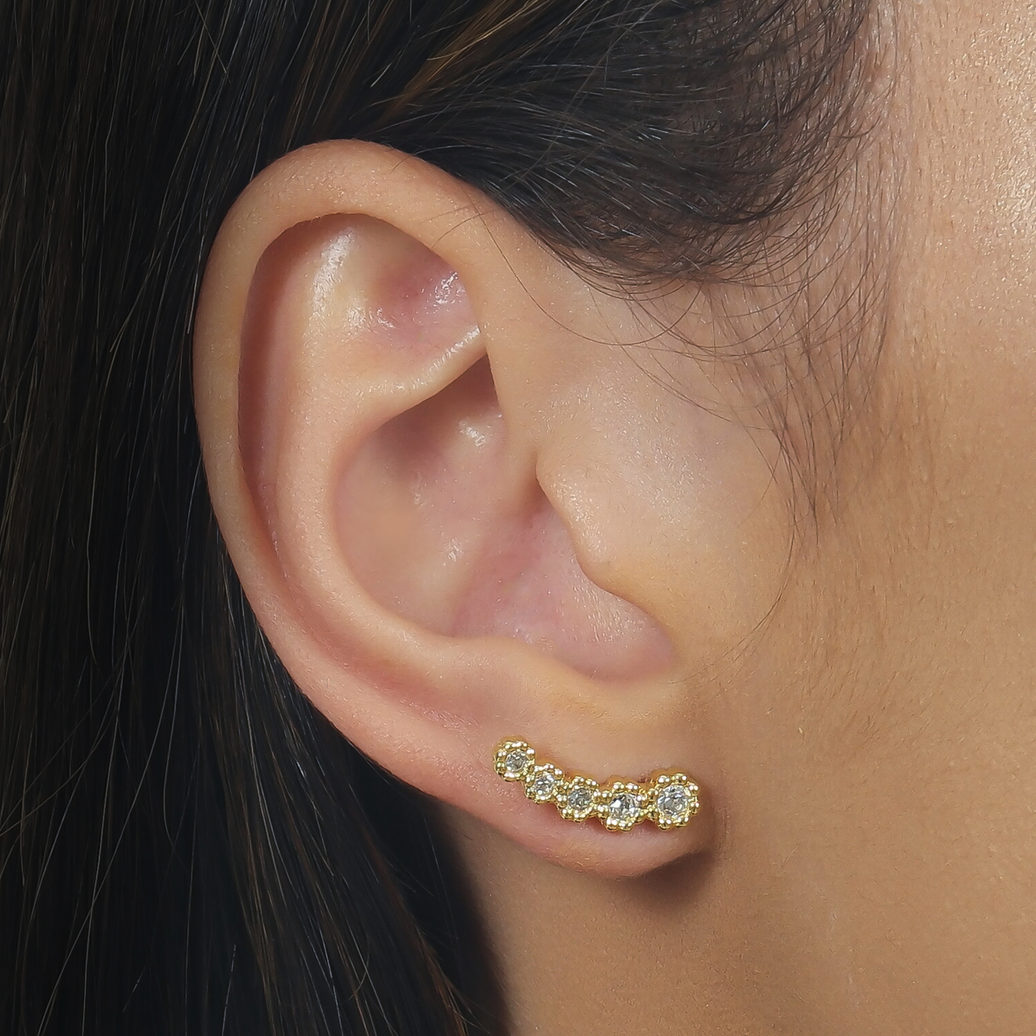 24K Gold Ear Cuff with 5 Zirconia Stones
