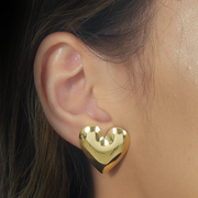 24K Gold Plain Heart Earrings