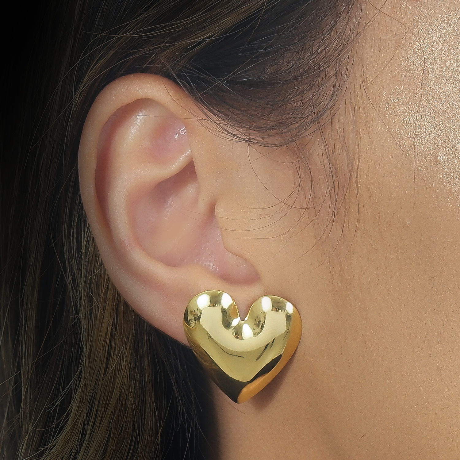 24K Gold Plain Heart Earrings