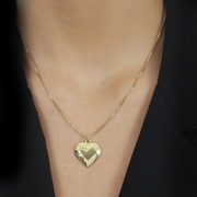 Gold Heart Necklace with Straight Lines