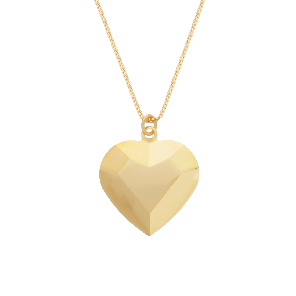 Gold Heart Necklace with Straight Lines