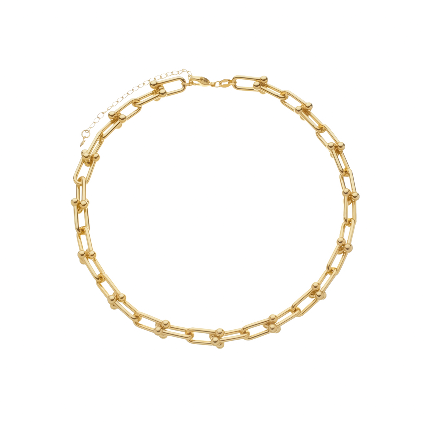 24K Gold Chunky Link Chain Choker Necklace