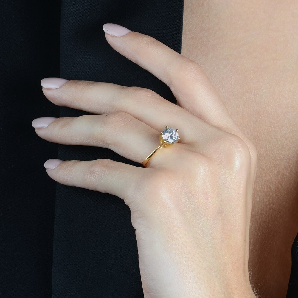 24K Gold Solitaire Ring