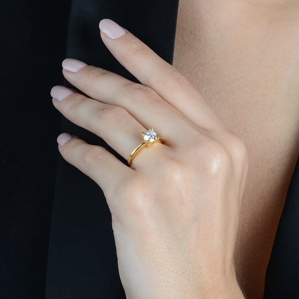 Carol 24K Gold Solitaire Ring