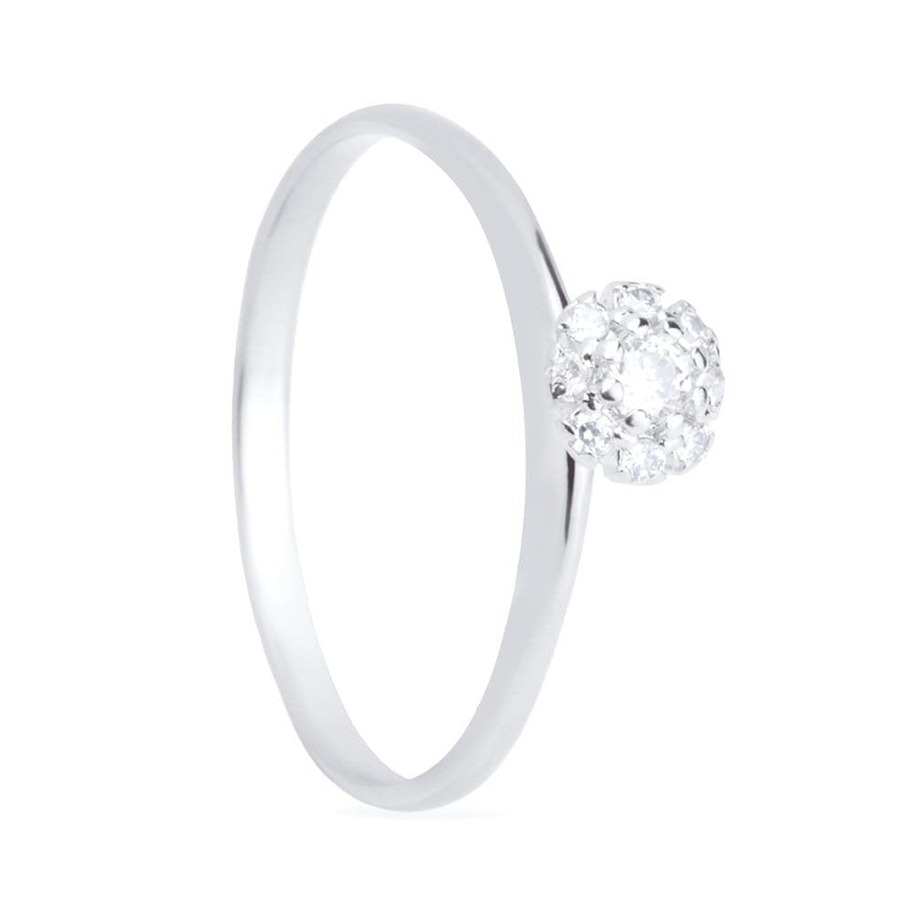 Elizabety 24K White Gold Ring with 9 Zirconia Stones