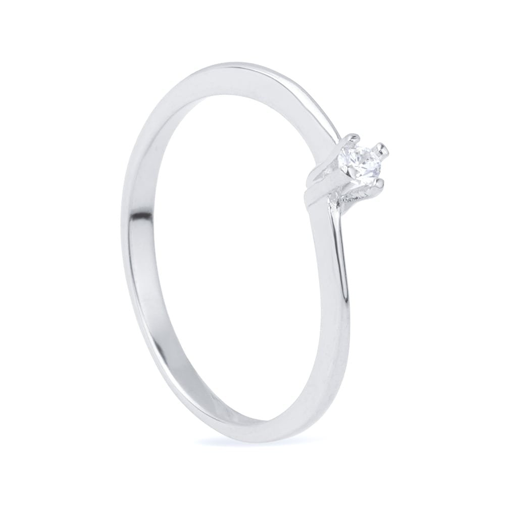 24K White Gold Solitaire Ring with Zirconia