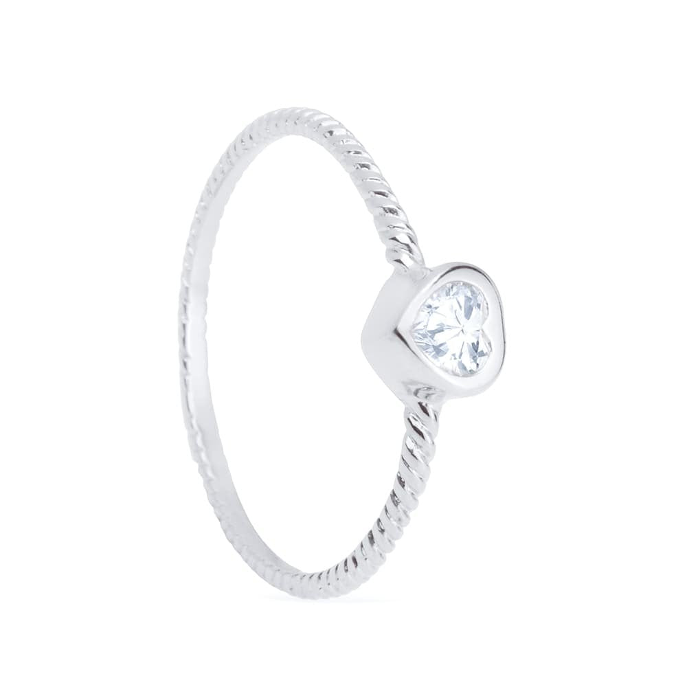 Isa 24K White Gold Heart Solitaire Ring with Zirconia
