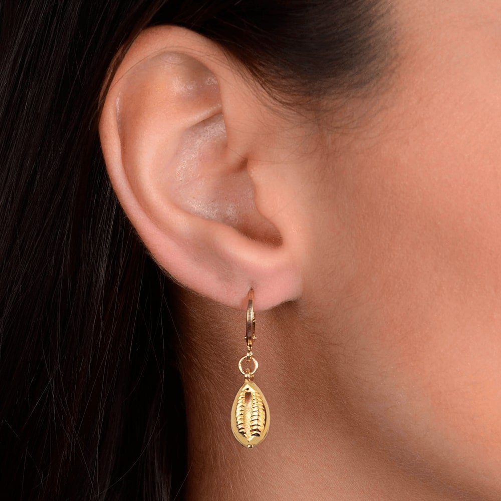 24K Gold Cowrie Shell Earrings