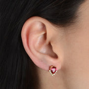 24K Gold Red Natural Stone Earrings