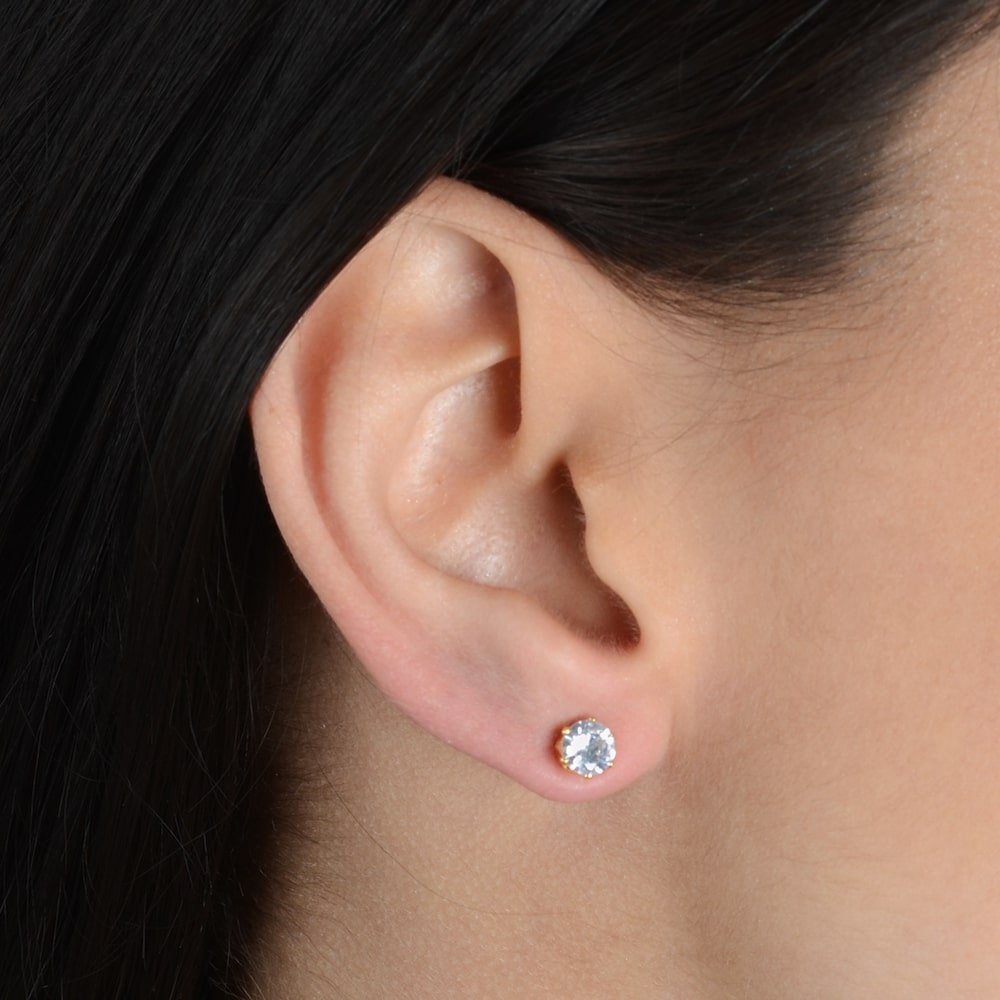 Small Zirconia Point of Light Stud Earrings