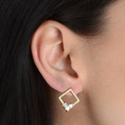 Zirconia Cube Stud Earrings