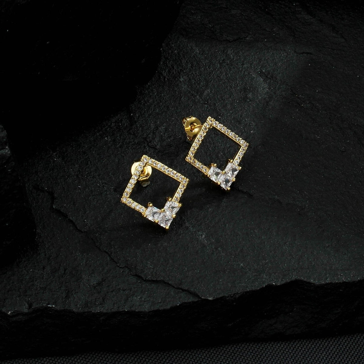 Zirconia Cube Stud Earrings