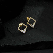 Zirconia Cube Stud Earrings