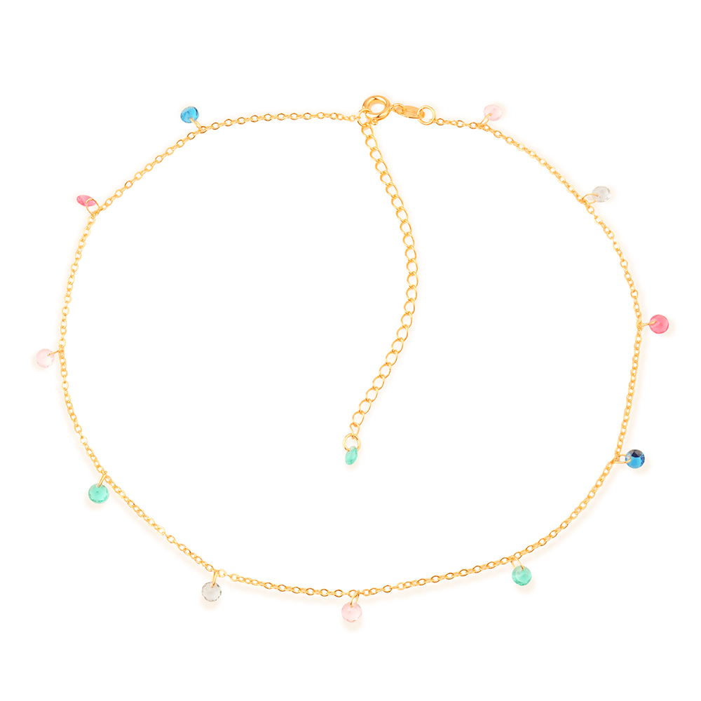 Choker Necklace with Colored Crystal Points of Light