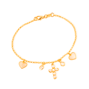 Pearl Bracelet with Cross, Heart, Mother-of-Pearl, and Point of Light
